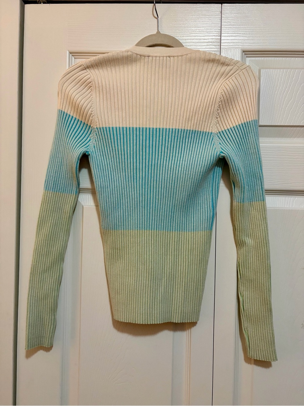 VICI Cream, Aqua & Light Green Ribbed Button-Front Cardigan - Picture 2 of 3